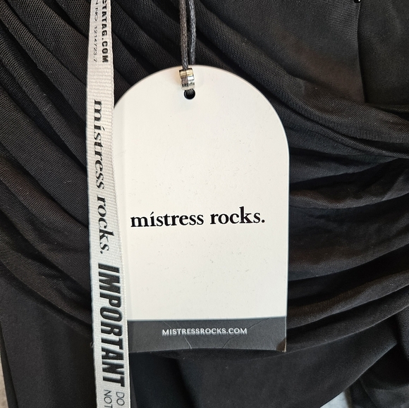 Mistress Rocks Womens Pants Sz L Black With Chiffon Overlay At Waist Back Zip - Picture 12 of 16